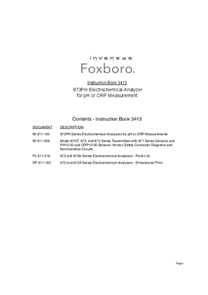 的映像 Foxboro 873PH使用说明书