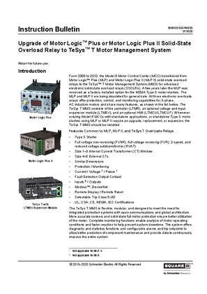 Image of Upgrade of Motor Logic™ Plus or Motor Logic Plus II Solid State Overload Relay Data Bulletin