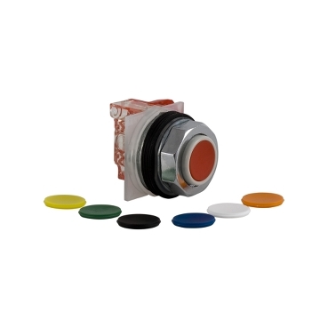 Image of 9001KR3UH6 : Push-button, Harmony 9001K, metal, projecting, 7 colours choice, 30mm, spring return, 1 NC