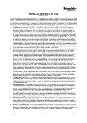 Image de Schneider Electric Buildings America Inc. Proposal Installation Terms and Conditions of Sale