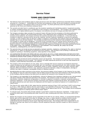 Image of Schneider Electric Buildings America Inc. Service Ticket Terms and Conditions of Sale