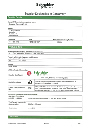 Image of Classic C2000 Series, 901, Declaration of Conformity