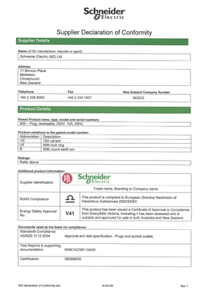 Image of Classic C2000 Series, 905, Declaration of Conformity