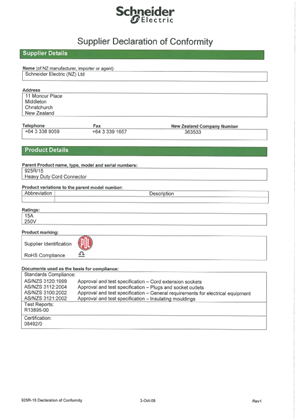 Image of Classic C2000 Series, 925R-15, Declaration of Conformity