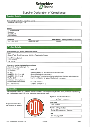Image of Classic C2000 Series, 952U, Declaration of Conformity