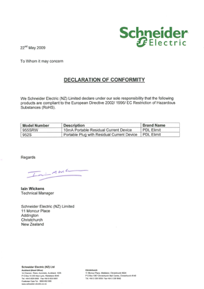 Image of Classic C2000 Series, 955SRW and 952, Declaration of Conformity