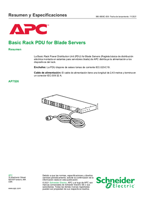 Imagen de La PDU para rack básica para servidores Blade (AP7526)