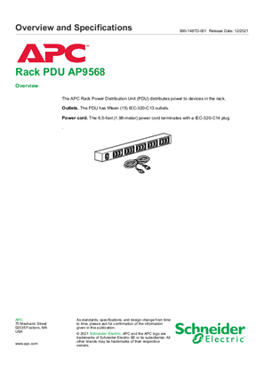 Image of Basic Rack PDU AP9568 Overview and Specifications