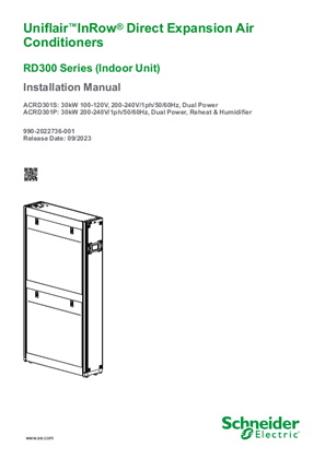 Image of Uniflair™InRow® Direct Expansion Air Conditioners RD300 Series (Indoor Unit) Installation Manual