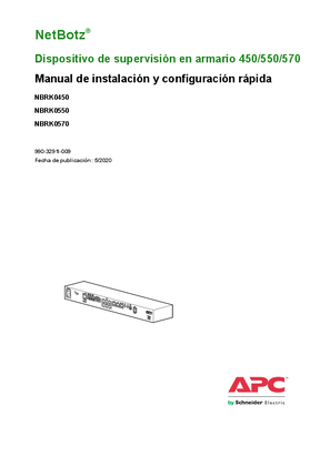 Imagen de Monitor para rack NetBotz 450/550/570, manual de instalación y configuración rápida