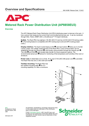 Image of Metered Rack PDU AP8858EU3 Overview and Specifications