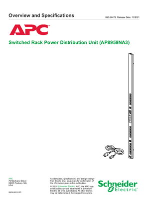 Image of Switched Rack PDU AP8959NA3 Overview and Specifications