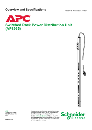 Image of Switched Rack PDU AP8965 Overview and Specifications