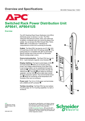 Image of Switched with Metering by Outlet Rack Power Distribution Unit (PDU) (AP8641) Overview and Specifications