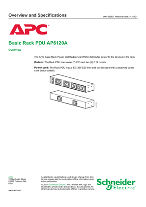 的映像 基本机架 配电单元 AP6120A 概观