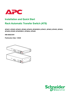 Image of Rack ATS Quick Startup and Installation Guide