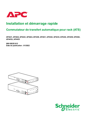 Image de Installation et démarrage rapide Commutateur de transfert automatique pour rack (ATS)