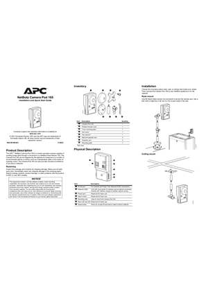 Bild von NetBotz Camera Pod 165 Installation and Quick Start Guide