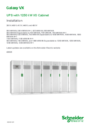 Image of Galaxy VX UPS with 1250 kW I/O Cabinet 380 V, 400 V, 415 V, 440 V, and 480 V