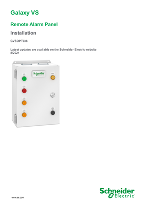 Imagen de Galaxy VS Remote Alarm Panel GVSOPT036 Installation