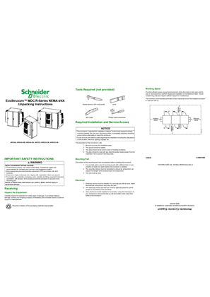 Image of EcoStruxure MDC R-Series NEMA 4/4X Unpacking Sheet