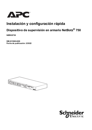 Imagen de Instalación y configuración rápida Dispositivo de supervisión en armario NetBotz® 750