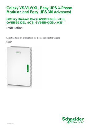 Imagen de Galaxy VS/VL/VXL, Easy UPS 3-Phase Modular, and Easy UPS 3M Advanced Battery Breaker Box Installation