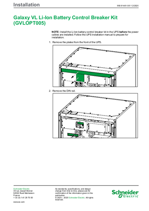 Bild von Galaxy VL Li-Ion Battery Control Breaker Kit (GVLOPT005) Installation