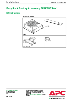 Hình ảnh của EASY RACK FANTRAY ACCESSORY ER7FANTRAY INSTALLATION SHEET