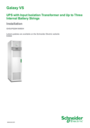 Image of Galaxy VS UPS with Input Isolation Transformer and Up to Three Internal Battery Strings Installation
