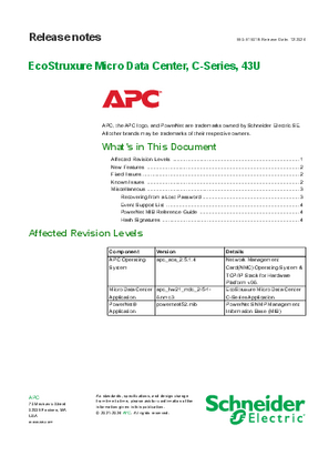 EcoStruxure C-Series Micro Data Center, 43U, Release Notes, firmware v7.0.4