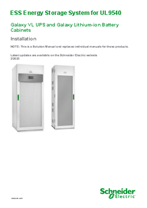 Afbeelding van ESS Energy Storage System for UL9540 - Galaxy VL UPS and Galaxy Lithium-ion Battery Cabinets Installation