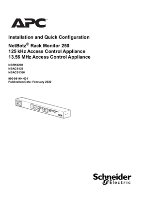 Image of NetBotz Rack Monitor 250 Installation and Quick Configuration Manual