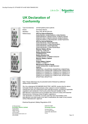 Изображение на UKCA Declaration of Conformity for Easy UPS 3M