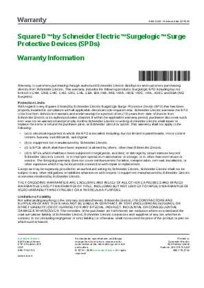 Image of Warranty Information Square D by Schneider Electric Surgelogic Surge Protective Devices (SPDs)
