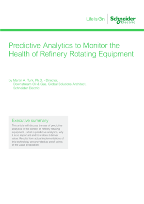 Image de Predictive Analytics to Monitor the Health of Refinery Rotating Equipment