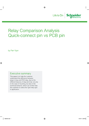 Afbeelding van Relay comparison analysis Quick connect Pin vs/PCB