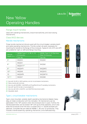 Image of New Yellow Operating Handles - Data Bulletin