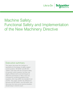 Image of Machine Safety: Functional Safety and Implementation of the New Machinery Directive