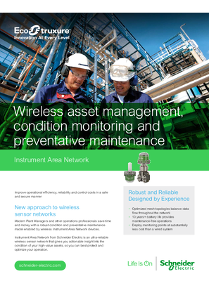 Image of Wireless asset management, condition monitoring and preventative maintenance - Instrument Area Network - datasheet