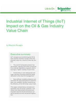 Industrial Internet of Things (IIoT) Impact on the Oil & Gas Industry Value Chain