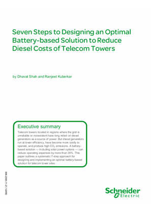 Seven Steps to Designing an Optimal Battery-based Solution to Reduce Diesel Costs of Telecom Towers