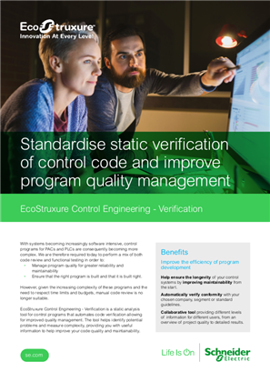 Image of Standardise static verification of control code and improve program quality management