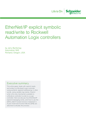 Image of Ethernet/IP explicit symbolic read/write to Rockwell Automation Logix controllers - White Paper