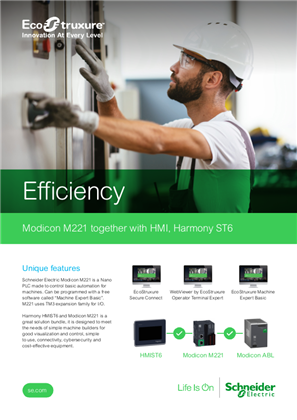 Image of Modicon M221 together with HMI, Harmony ST6
