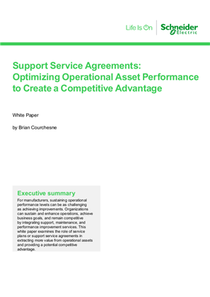 Image of Support Service Agreements: Optimizing Operational Asset Performance to Create a Competitive Advantage