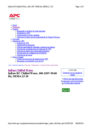 Imagen de InRow RC Chilled Water, 100-120V 50/60 Hz, NEMA L5-20