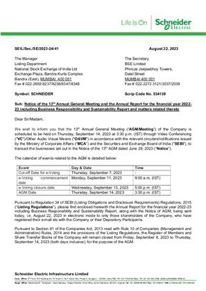 Image of Intimation Notice of AGM and Annual Report