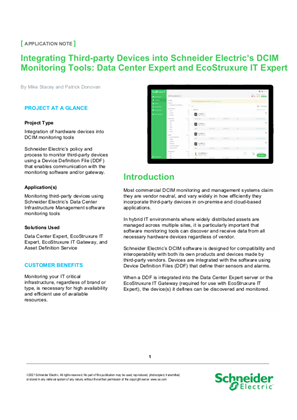 Image of Integrating Third-party Devices into Schneider Electric’s DCIM Monitoring Tools: Data Center Expert and EcoStruxure IT Expert