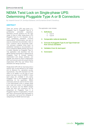 Imagen de NEMA Twist Lock on Single-phase UPS: Determining Pluggable Type A or B Connectors
